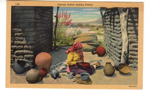 Linen postcard papago indian - postcard:,